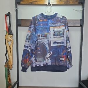 Retro Boombox Rocksmith Skate Vtg Streetwear Trippy Acid Y2K Crewneck Sweater
